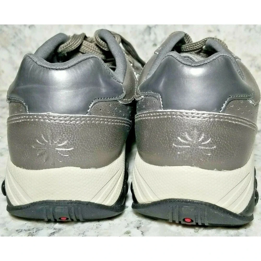 Therafit‎ Womens 7 Pewter Leather Walking Shoes C403121C Metallic Sneakers